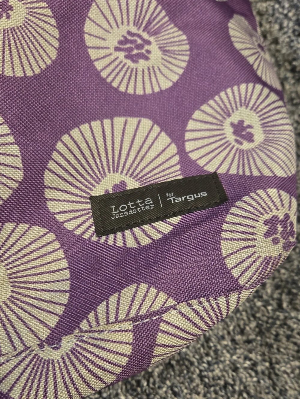 Lotta Jansdotter For Targus Designer Series Canvas Laptop Bag, Purple W/ Flowers